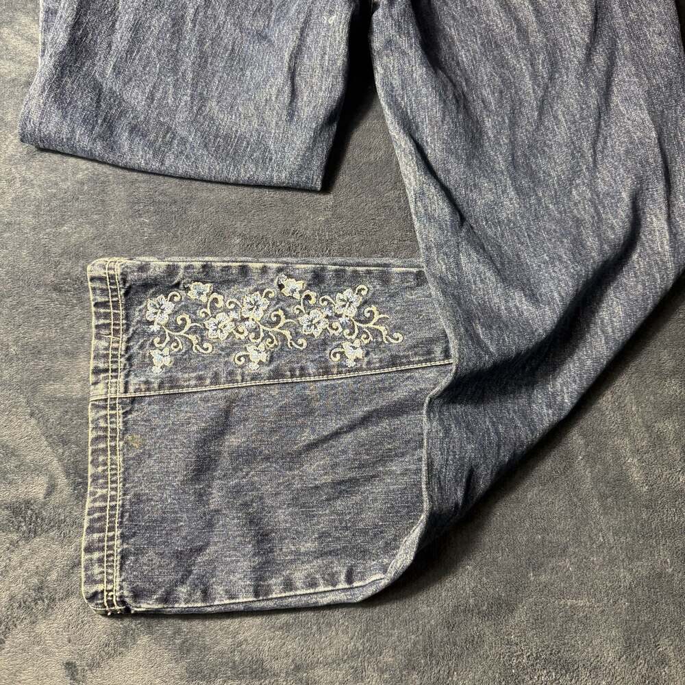 Vintage Y2K R21 Acid Wash Embroidered Bootcut Denim Jeans - Picture 3 of 11